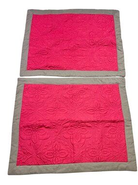 Colorblock Red Brown Quilted Floral Pillowcases Luxury Bedding 20"x26" Set of 2